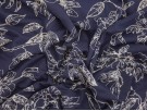 Printed Viscose Jersey Fabric - White line Drawn Floral Print